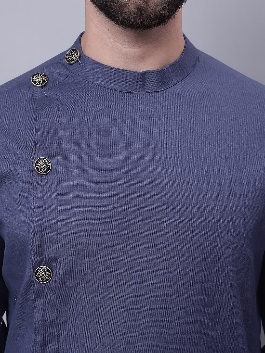 Even Apparels Grey Sherwani Kurta With Asymetrical Cut