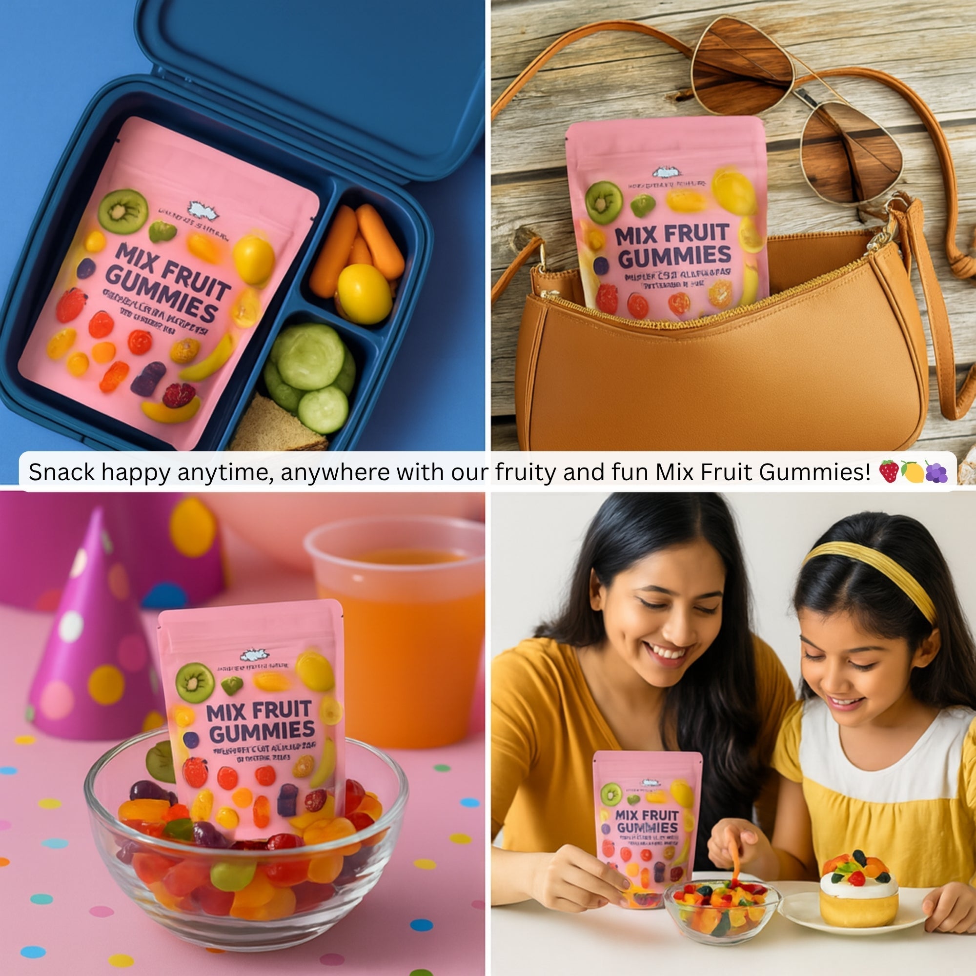 Confect Mixed Meledy Gummies | Pack of Blueberry, Banana, Mango, Blackberry, Peach, Cranberry  Gummies |