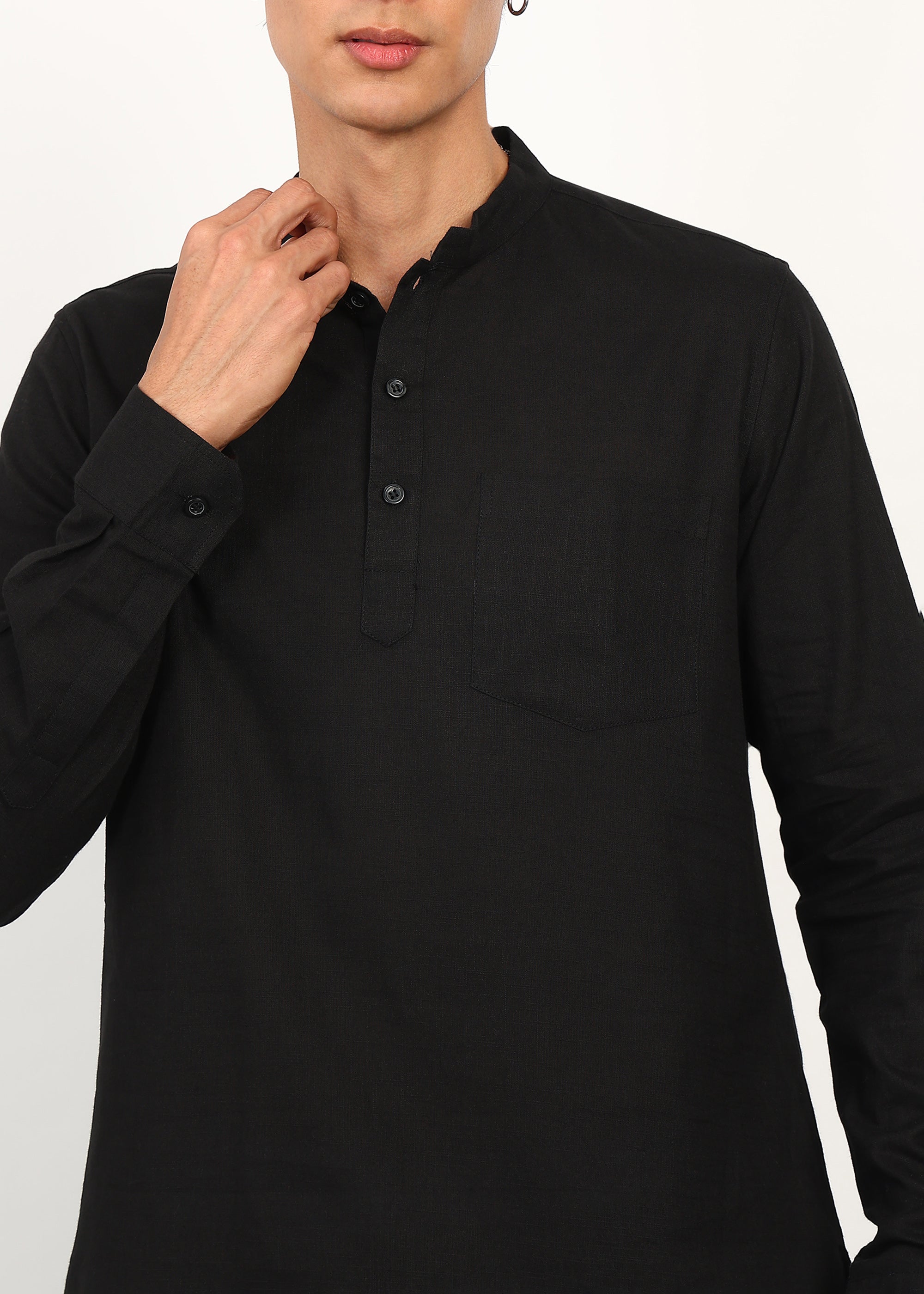 Fabmade Noir Linen Kurta Set