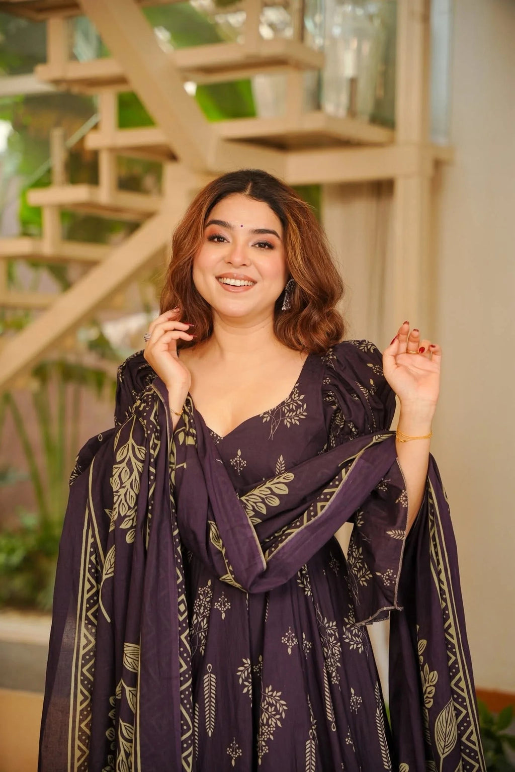 Yash Enterprise Navy Blue Digital Print Muslin Party Wear Sharara Suit Set
