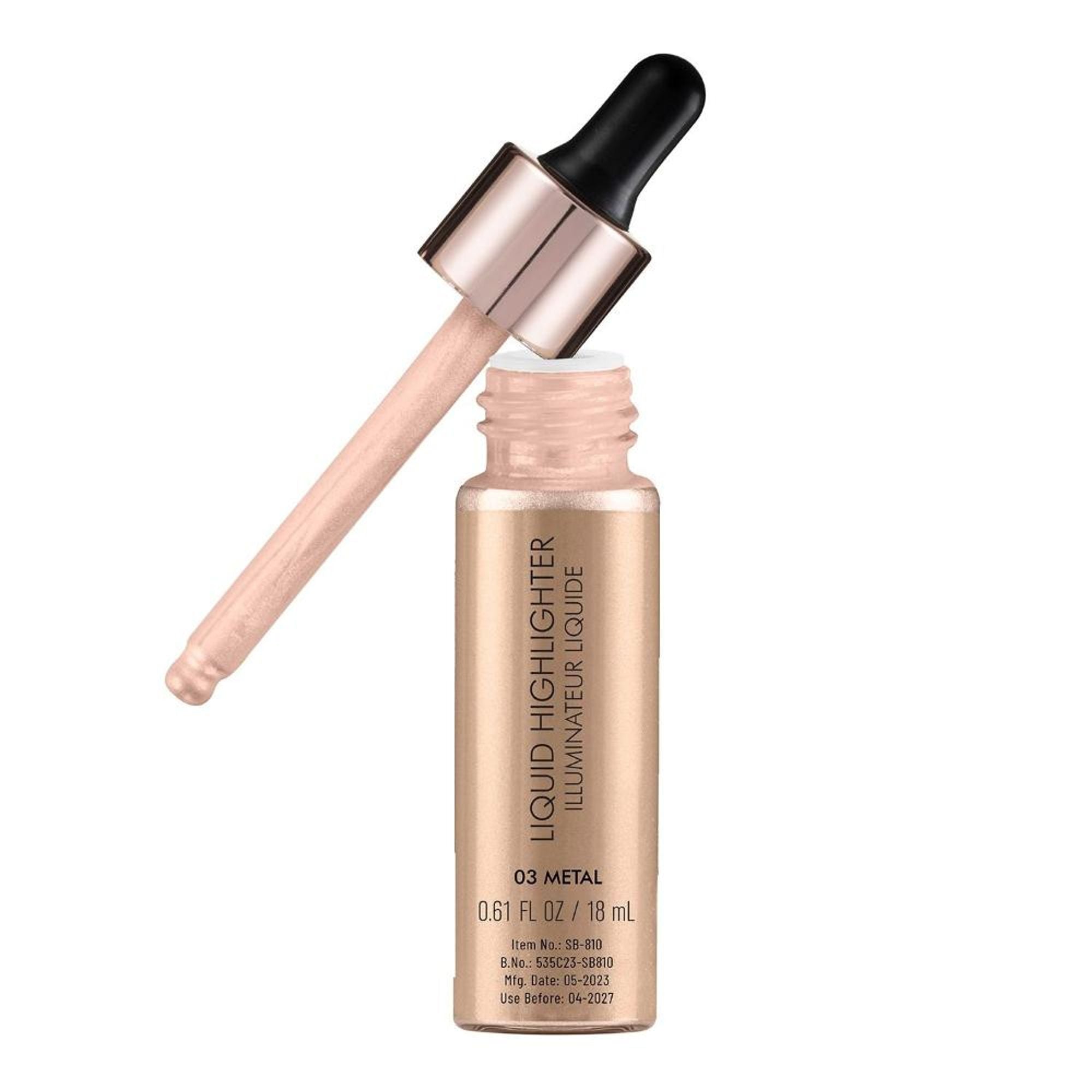 Swiss Beauty Drop and Glow Liquid Highlighter , Shimmer Shine , Dewy Finish - 03 Metal