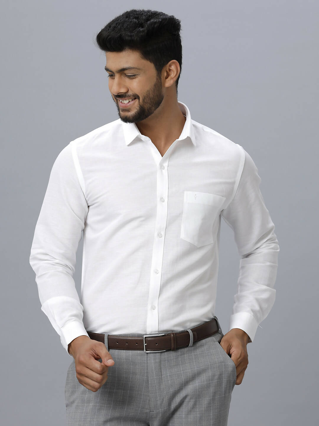 Ramraj Cotton Mens Full Sleeve Formal 100 % Cotton White Shirt