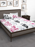 Story@home White & Pink Floral King Bedsheet with 2 Pillow Covers