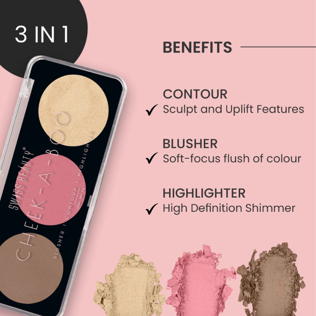 Swiss Beauty Cheek-A-Boo 3 In One Blushe Contour And Highlighter - 2