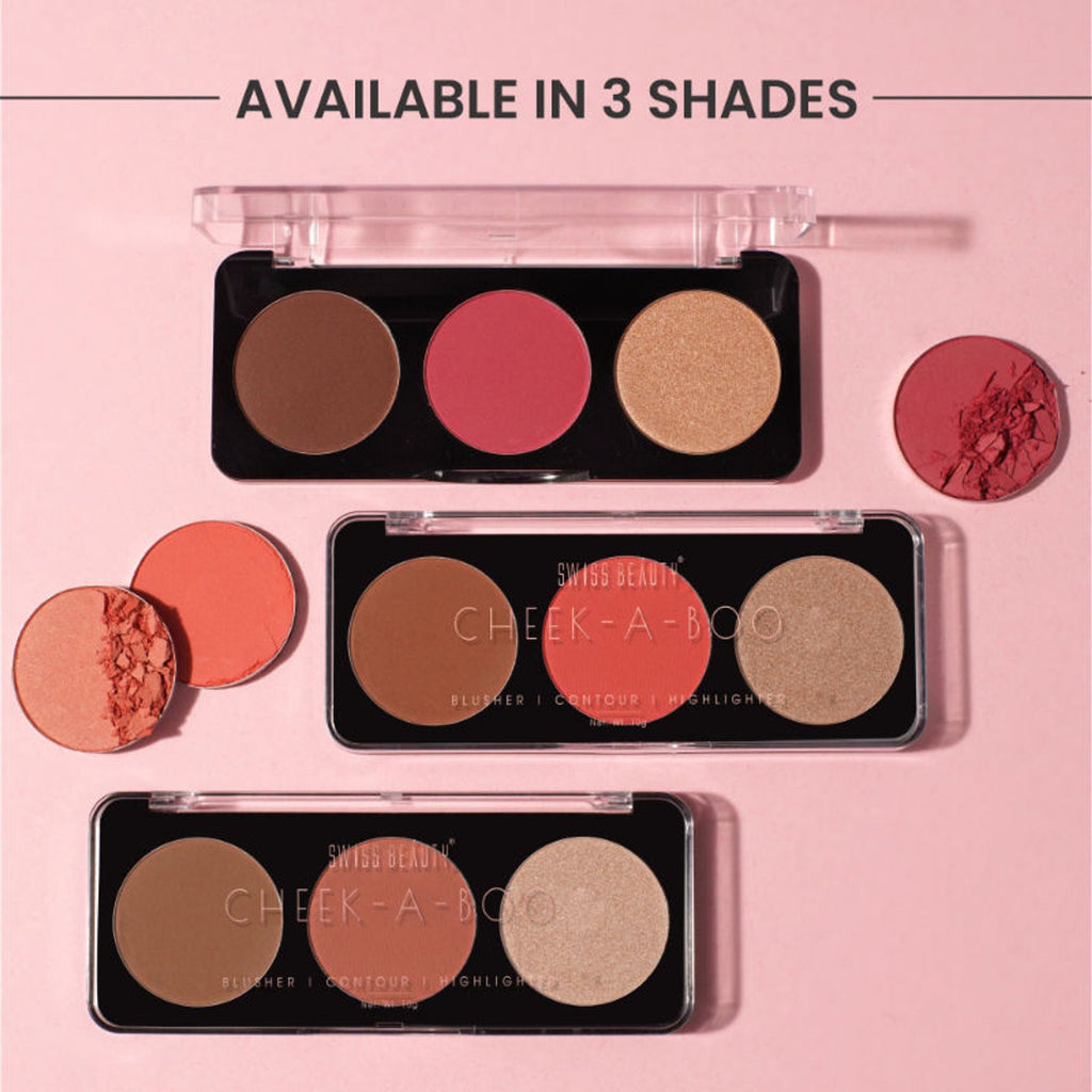 Swiss Beauty Cheek-A-Boo 3 In One Blushe Contour And Highlighter - 2