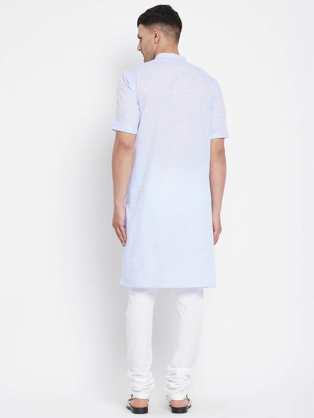 Even Apparels Blue Color Pure Cotton With Band Collar Men's H/S Kurta