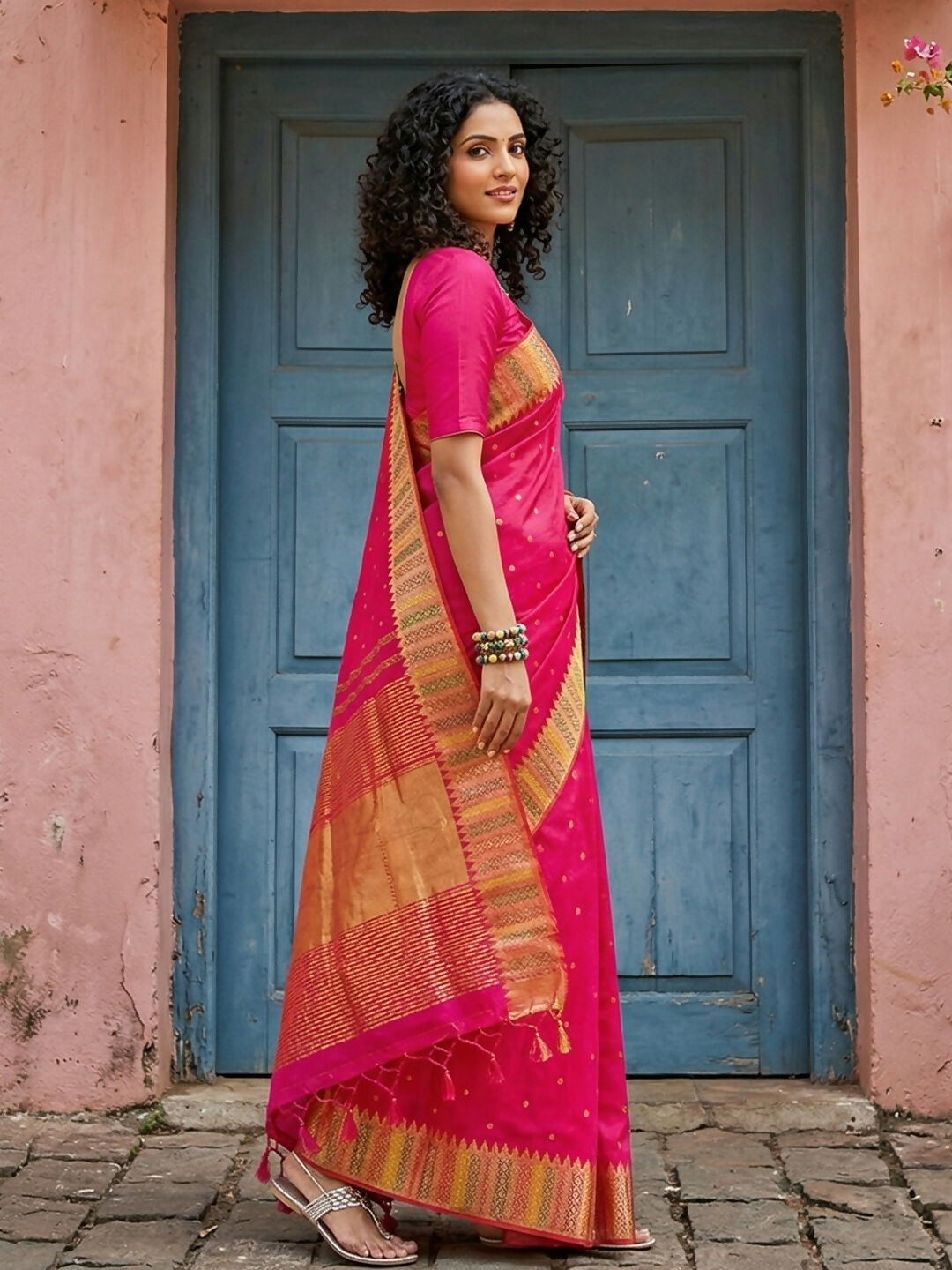 Shree Shyam Fashion Pink Silk Blend Saree