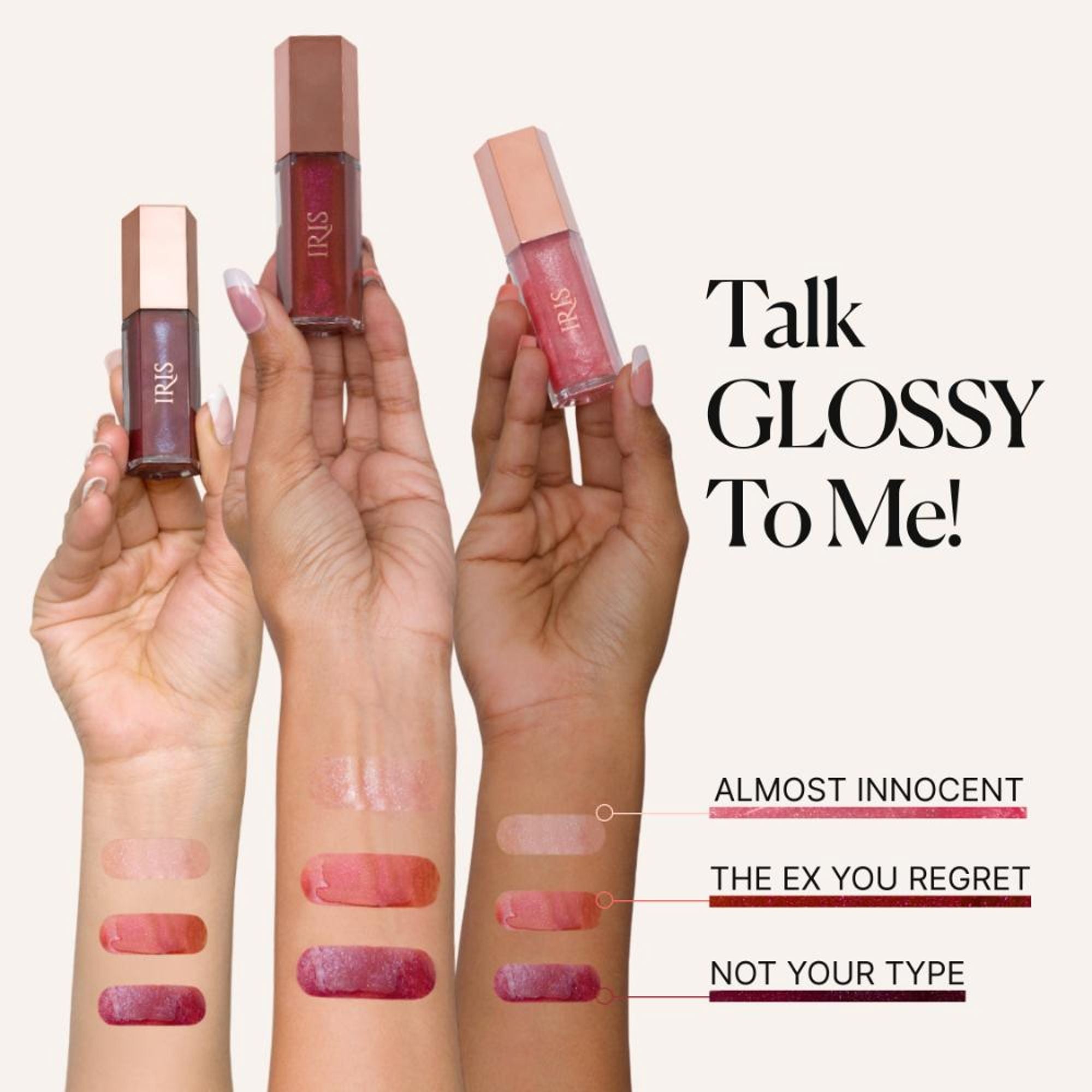 IRIS COSMETICS Talk Glossy To Me! Shimmer Lip Gloss - Deep Plum With Subtle Blue