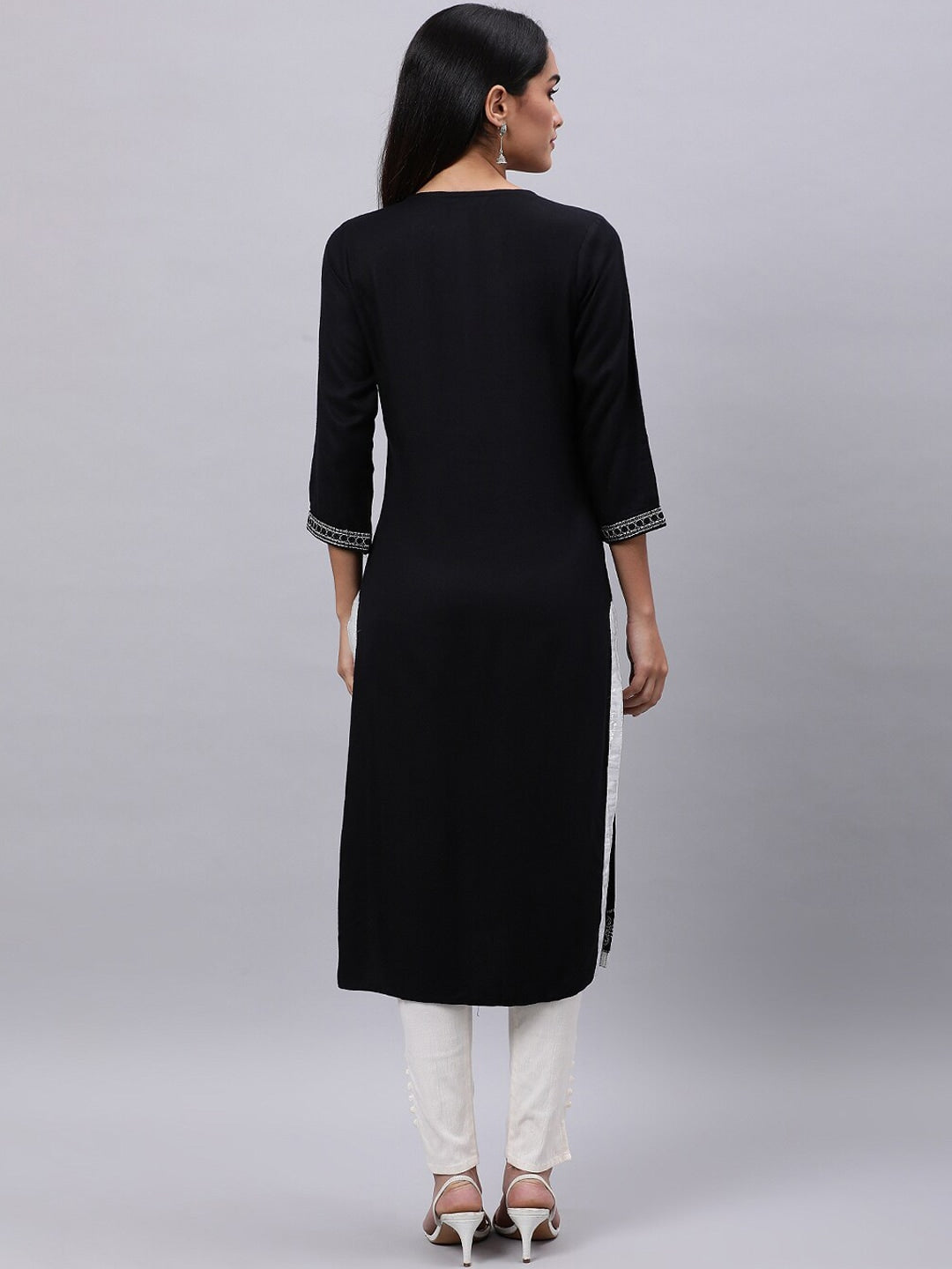 Souchii Black Ethnic Motifs Yoke Design Thread Work Grandeur & Majestic Artwork Kurta