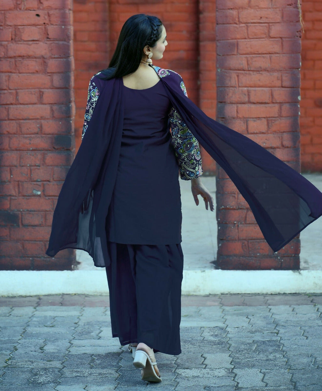 Teeya Creation Blue Color Tapeta Silk Embroidery Work Party Wear Palazzo Set