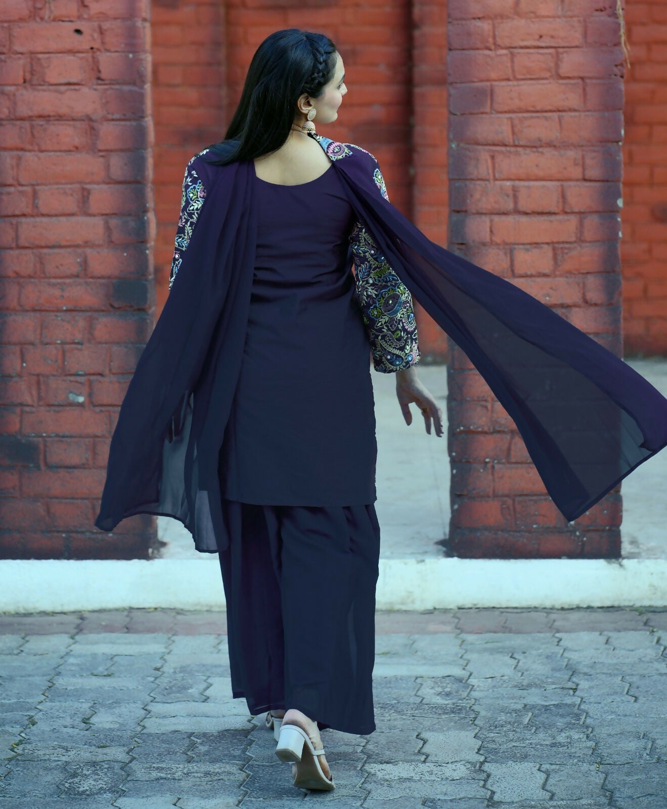 Teeya Creation Blue Color Tapeta Silk Embroidery Work Party Wear Palazzo Set