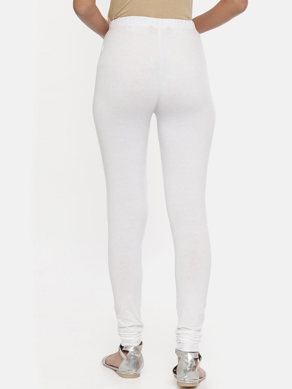 Souchii White Solid Slim-Fit Churidar-Length Leggings