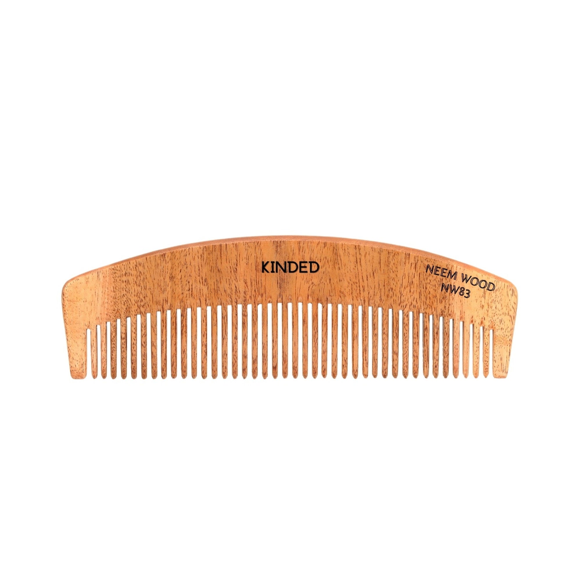 KINDED Handmade Oil Treated Wooden Hair Comb - Neem Wood NW83, Regular Tooth
