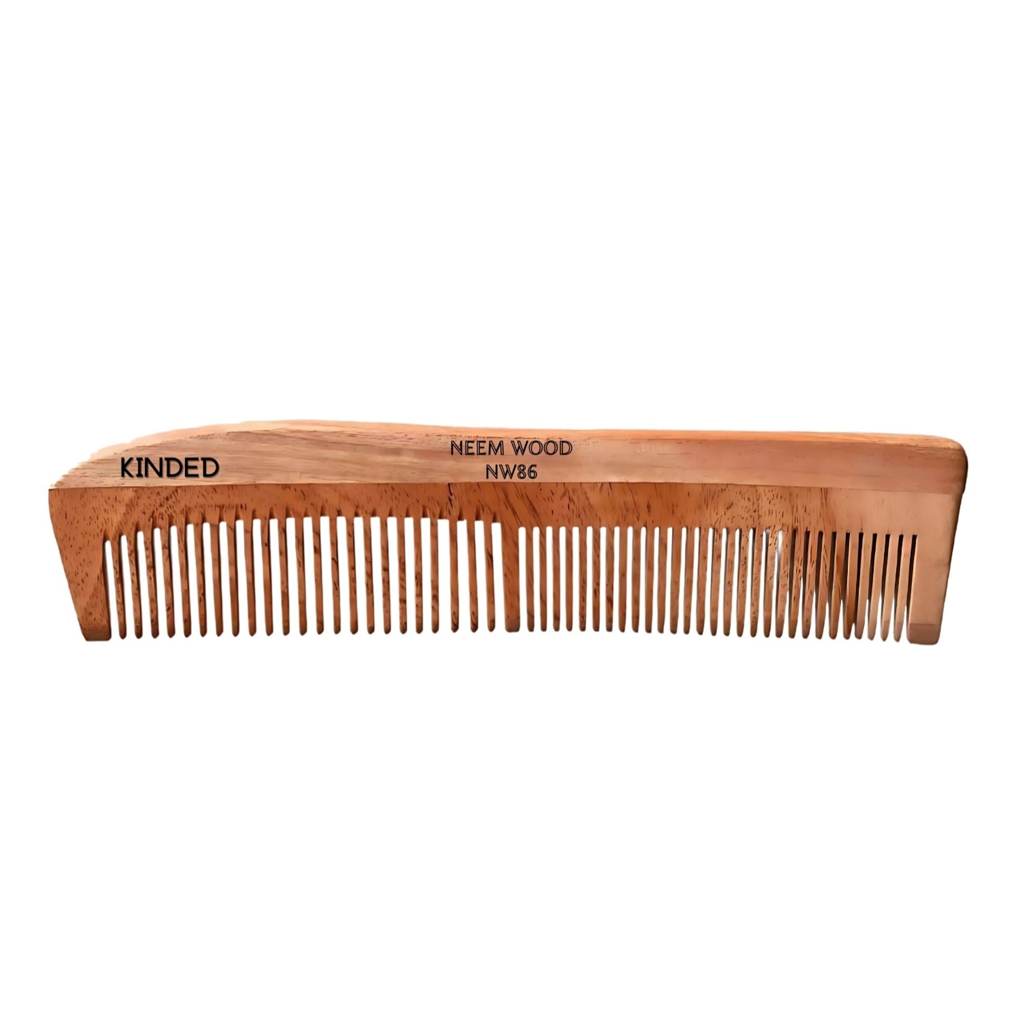 KINDED Handmade Oil Treated Wooden Hair Comb - Neem Wood NW86, Dual Tooth