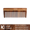 KINDED Handmade Oil Treated Wooden Hair Comb - Sheesham Rose Wood RW105, Wide Tooth