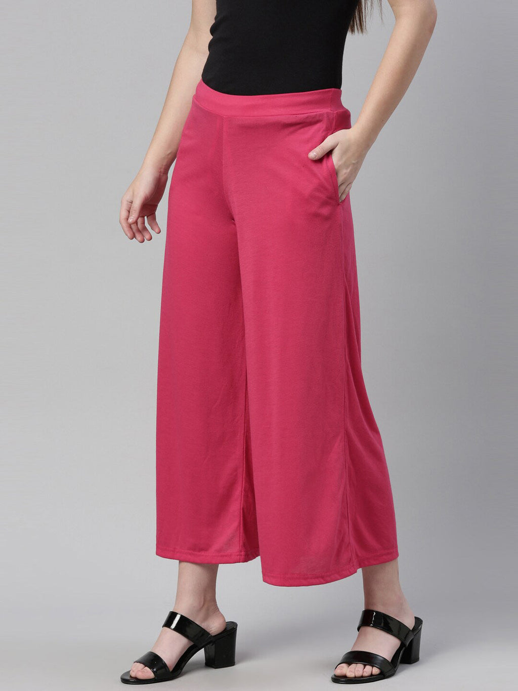Souchii Women Beautiful Pink Knitted Palazzos