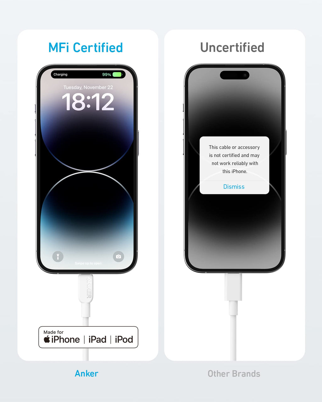Anker 310 USB C to Lightning Cable (6 ft, 2pack)