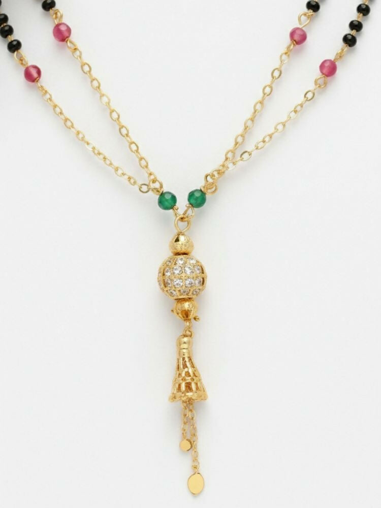 NVR Women Gold Plated Artificial Beaded Mangalsutra