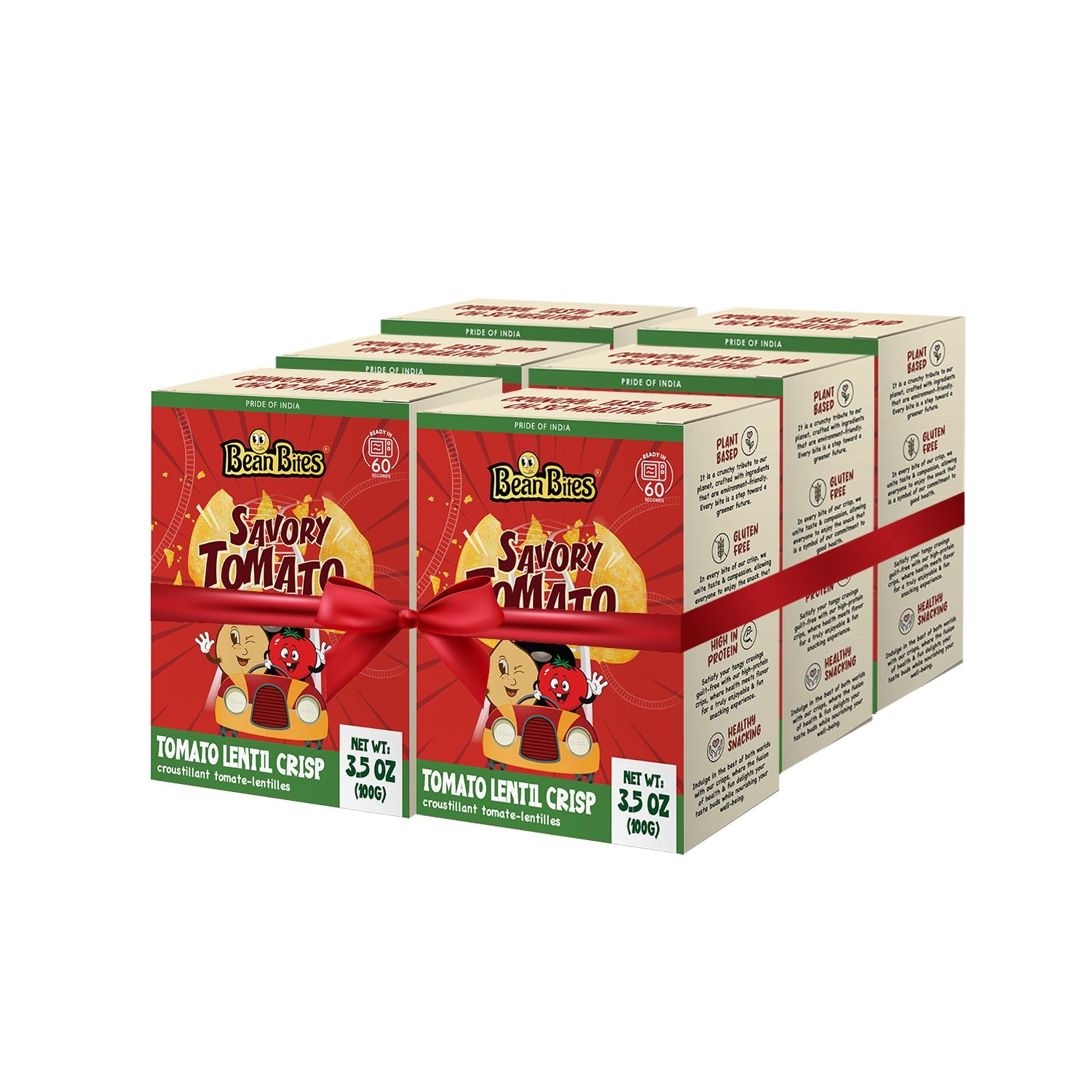 Bean Bites | Savory Tomato Lentil Crisp 3.53 oz (100 g) | Round Crunchy Bites