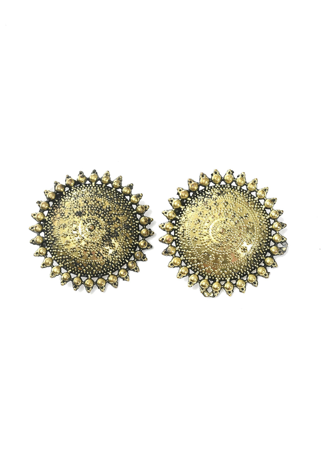 Mominos Fashion Johar Kamal Oxidised Gold-Polished Brass Finish Ghungroo Design Choker Set