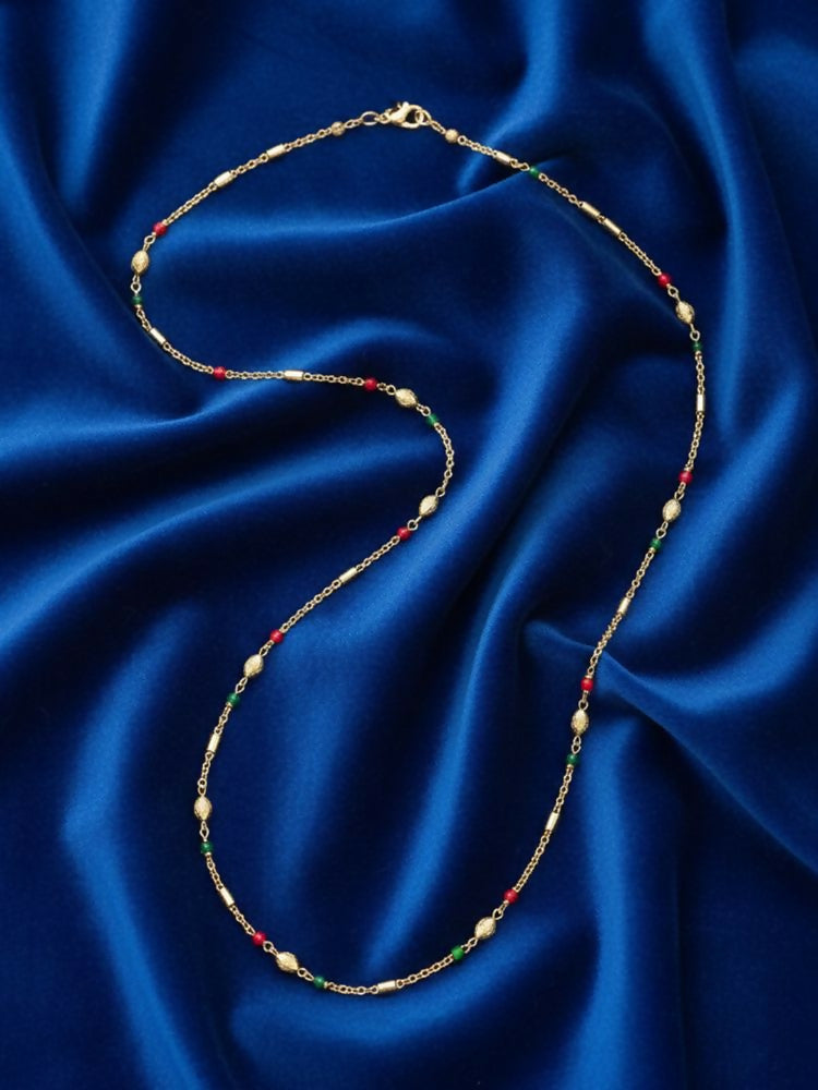 NVR Women Gold Plated Artificial Beads Chain