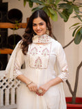 Pramukh Fab White Color Viscose Mango Silk Kurta Set