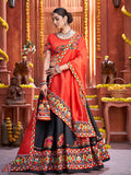 Myra Black Art Silk Gamthi Work Designer Lehenga