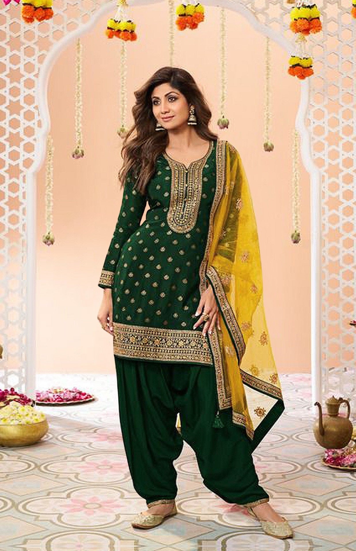 Anaita Green Embroidered Viscose Patiala Salwar Suit