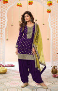 Anaita Purple Embroidered Viscose Patiala Salwar Suit