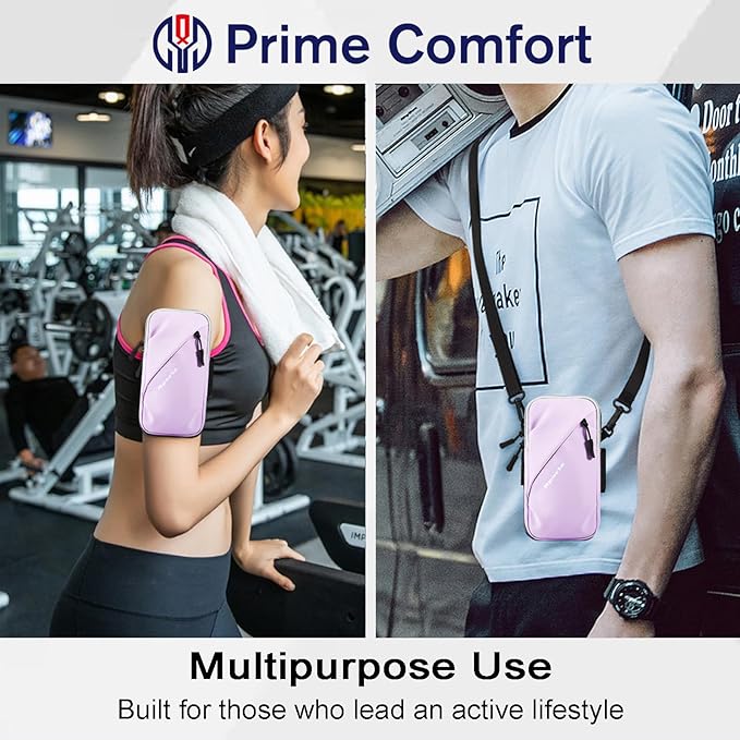 Cell Phone Holder for Walking, Running, Arm Band for Phone, Cell Phone Purse, Cross Body Phone Bag, Phone Holster, Cell Phone Carrier for Men Women, Phone Pouch (Purple)