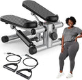 OLIXIS Steppers for Exercise at Home Workout Equipment, Mini Stepper Exercise Machine 300lbs, Twist Step with Resistance Bands, Cardio Weight Loss Equipment Home Fitness