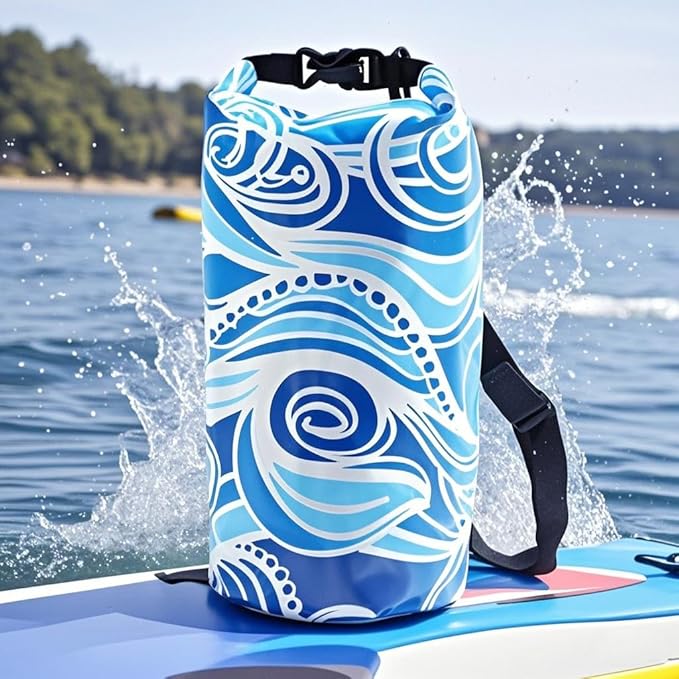 Dry Bag Waterproof,10L Roll Top Backpack Floating Dry Bag for Kayaking Boating Swimming Hiking Camping Outdoor Activities,Blue Sky