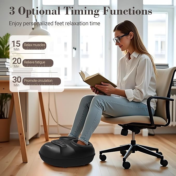 Shiatsu Foot Massager with Heat - Deep Tissue Kneading Foot Massager for Plantar Fasciitis,Adjustable Compression & Heat for Neuropathy Pain,Feet Fatigue,Gifts for Women Men