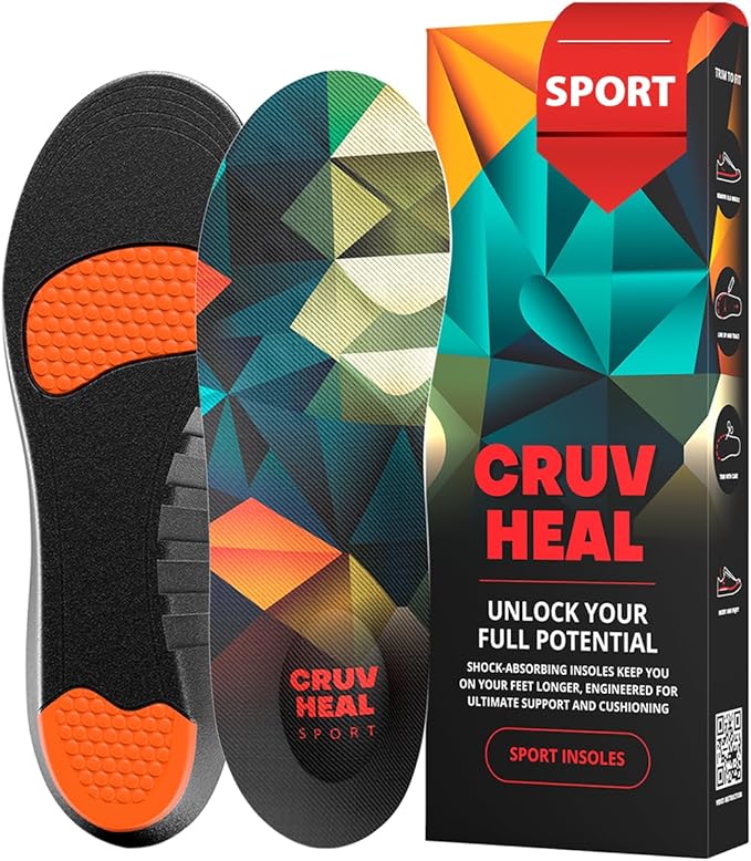 Sport Shock Absorbing Insoles - Athletic Shoe Cushioning Inserts for Men and Women - Ideal for Active Sports Running Training Hiking - Neutral Arch Good for Sneakers Shoes, S