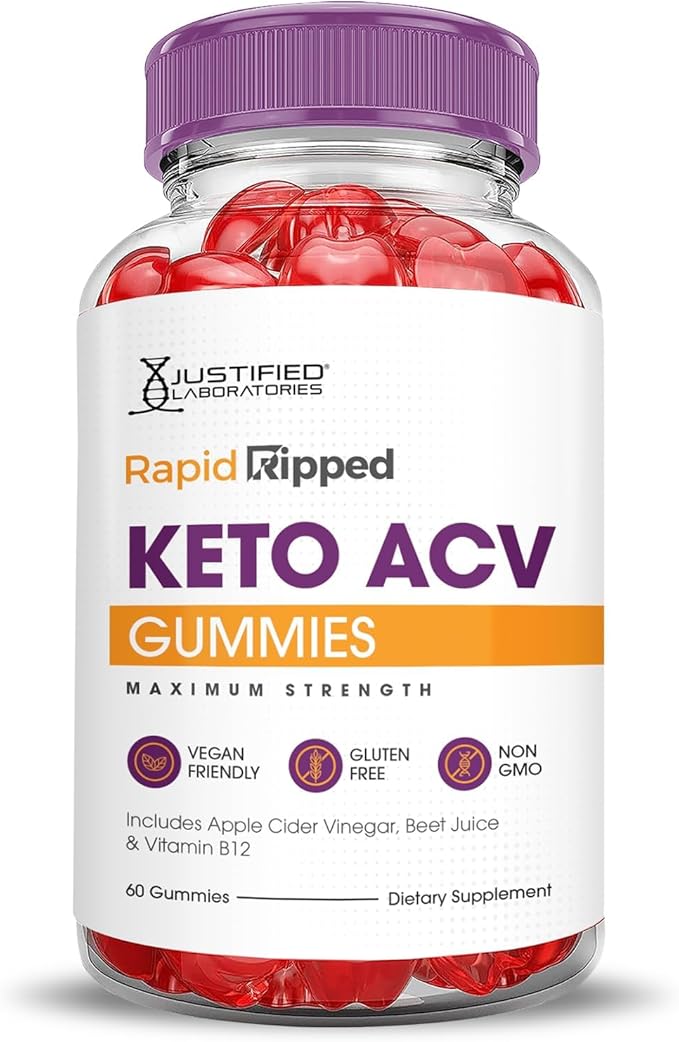 Justified Laboratories Rapid Ripped Keto ACV Gummies Advanced Formula 1000MG Rapidripped Keto Gummies Apple Cider Vinegar Formulated with Pomegranate Beet Juice Powder B12 Vegan Non GMO 300 Gummys