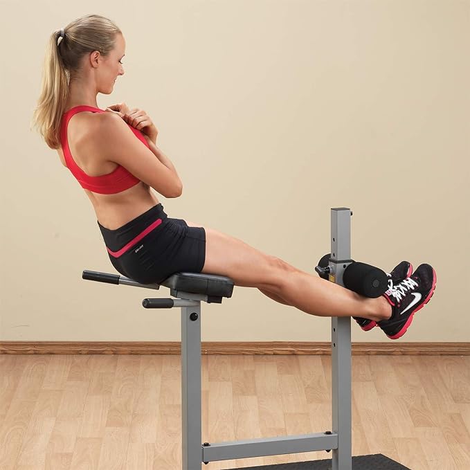 Body-Solid Back Hyperextension Machine for Lower Back Extension, Ab Crunch, Glutes and Hamstrings Exercise, Roman Chair for Abdominal and Core Training, Home Gym Equipment, Silver/Black