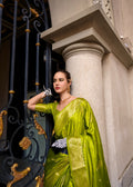 Anaita Parrot Green Silk Tissue Zari Weaving Work Saree With Blouse Piece