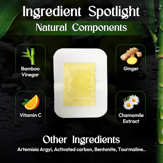 Foot Patches Pads for Deep Cleansing: Feet Patches Bamboo Wood Vinegar Ginger Foot Pads for Promoting Sleeping 20 Packs - 2 Boxes