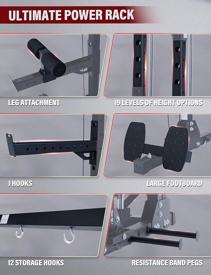 MAJOR FITNESS Drone3 Smith Machine, All-in-One Home Gym Power Rack with Cable Crossover, Pull-Up Bars, T-Bar & Squat Station, Heavy-Duty Full-Body Workout for Strength Training