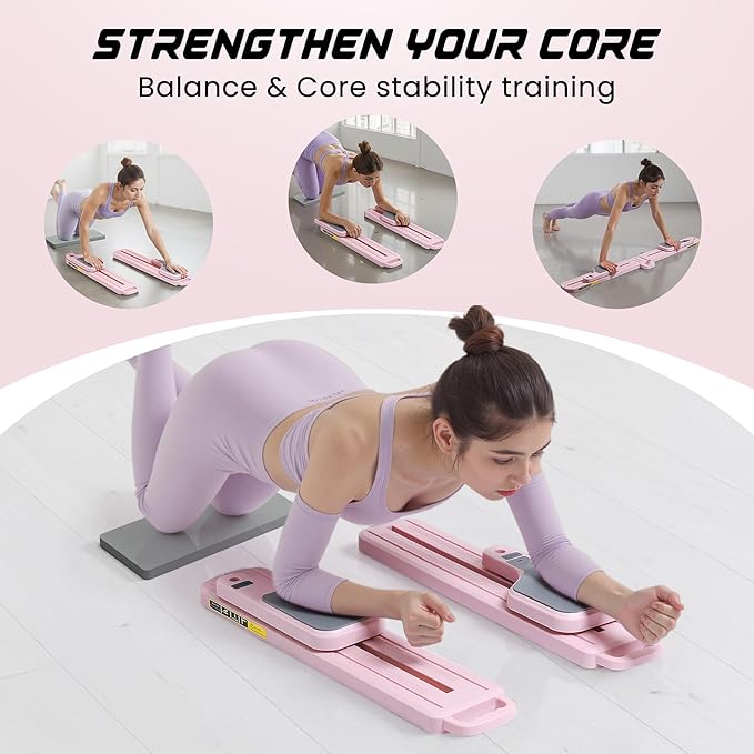 Pilates Equipment, Pilates Board - Multifunctional Pilates Reformer, Reformer Pilates Machine with Reps,Kcal & Timer Display, Home Pilates Kit with Resistance Bands - Workout Sets for Women