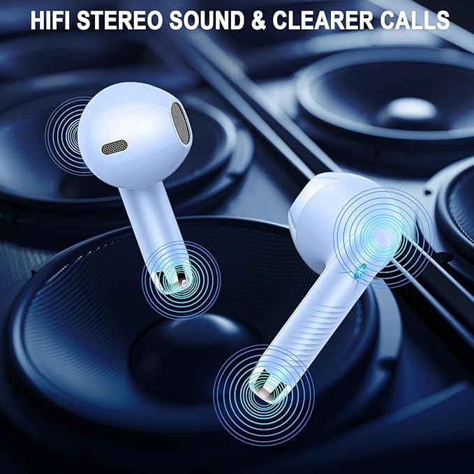 Wireless Earbuds Bluetooth 5.4 , Ear Buds LED Power Display Headphones 6D Stereo, Bluetooth Earbuds in-Ear Noise Cancelling Mic, 40H Playback Mini Case IP7 Waterproof Sports Earphones for Android iOS
