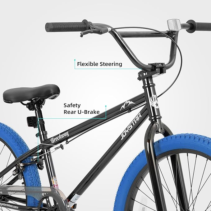 JOYSTAR Brockway Freestyle Kids BMX Bikes 20" 24" Kids Bicycles for 6-14 Years Old Boys Girls and Beginner-Level Riders 2 Pegs Multiple Colors