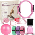 Home Pilates Kit for Women Pilates Equipment Ring and Ball Set Magic Circle Hoop with 5 Resistance Bands Compact Toning Fitness Essentials Starter Set Accessories