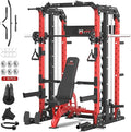 Smith Machine Home Gym with Aluminum Pulley Set- 2000lbs Capacity All-in-One Power Rack with Cable Crossover, Pull-Up Bar & Dip Station, Includes 18 Attachments, P107 Anvil