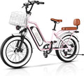 2 Seater Electric Bike, 48V 20AH(𝟗𝟔𝟎𝐖𝐇) Large Removable Battery, 𝟏𝟑𝟎𝟎𝐖 Peak Motor, 20"x 4.0" Fat Tire Ebike for Adults, 80+Miles Max,30+MPH, City Couple E Bike for All Terrain