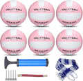 6 Pack Official Size 5 Synthetic Leather Volleyballs, Includes Pump and Net Bag, Volley Ball for Indoor and Outdoor Competition