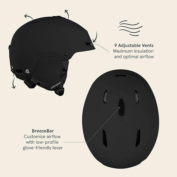 Retrospec Zephyr Ski Helmet - Snowboard Helmet for Adults & Youth - Adjustable Fit with Breathable Vents for Men, Women, Boys and Girls