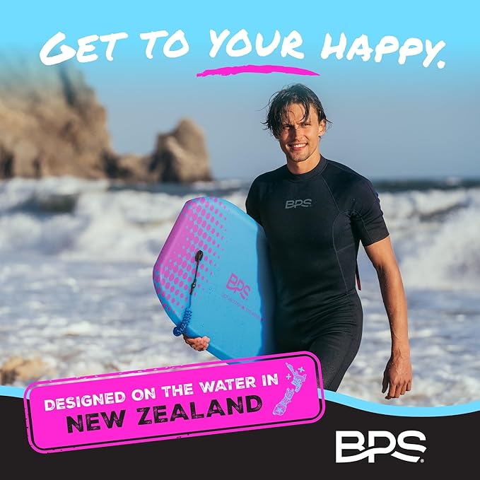 BPS 'Storm' Bodyboard with Premium Coiled Leash - Lightweight with EPS Core, Durable for All Wave Conditions