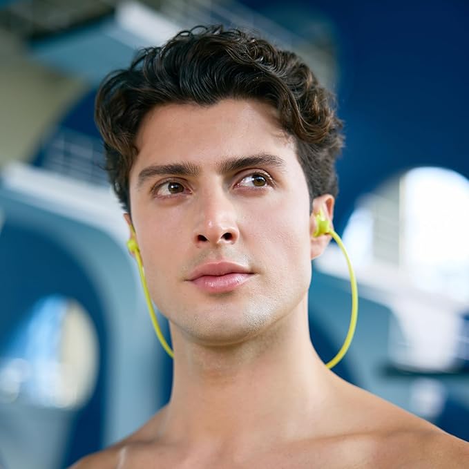 WATERTIME Waterproof Swimming Neckband Ear Plugs for Adults - Reusable Silicone Ear Plugs for Women & Men, Keep Ear Water Out for Swimming, Showering, Water Sports (Black, One Size)