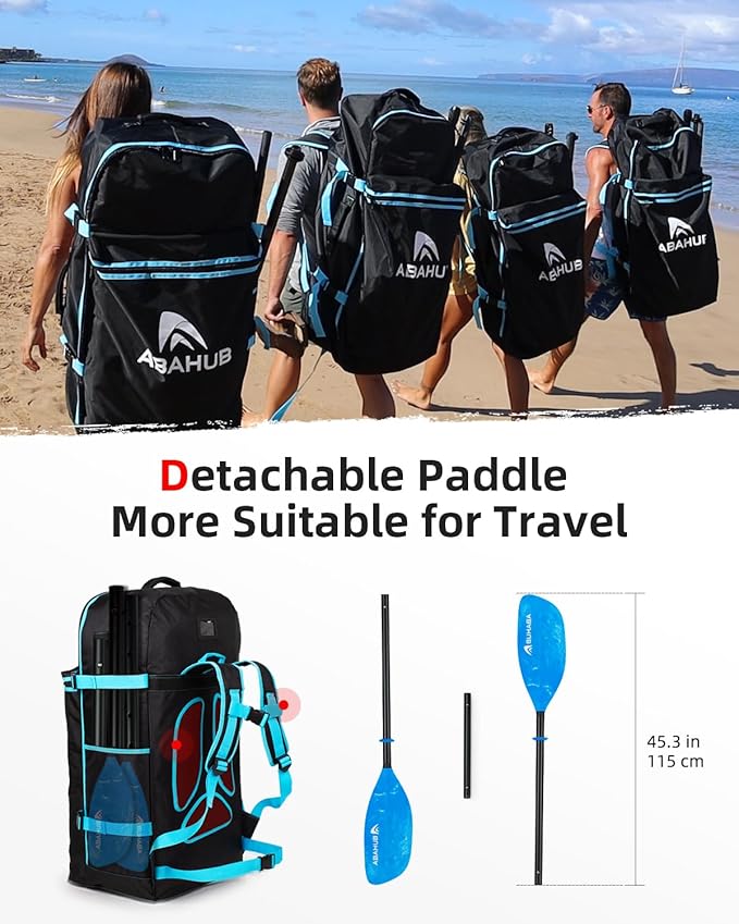 Abahub Adjustable Kayak Paddle 210-230 cm/ 230-250 cm Floating Kayaking Oars Boating Oars Canoeing Oars Black